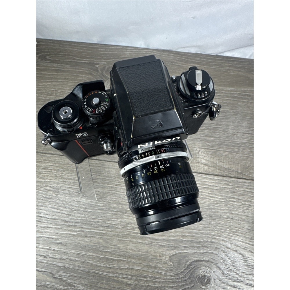 Nikon F3 SLR 35mm Film Camera Black with Nikkor 85mm 1:2 Manual Focus Lens Works - Picture 8 of 8